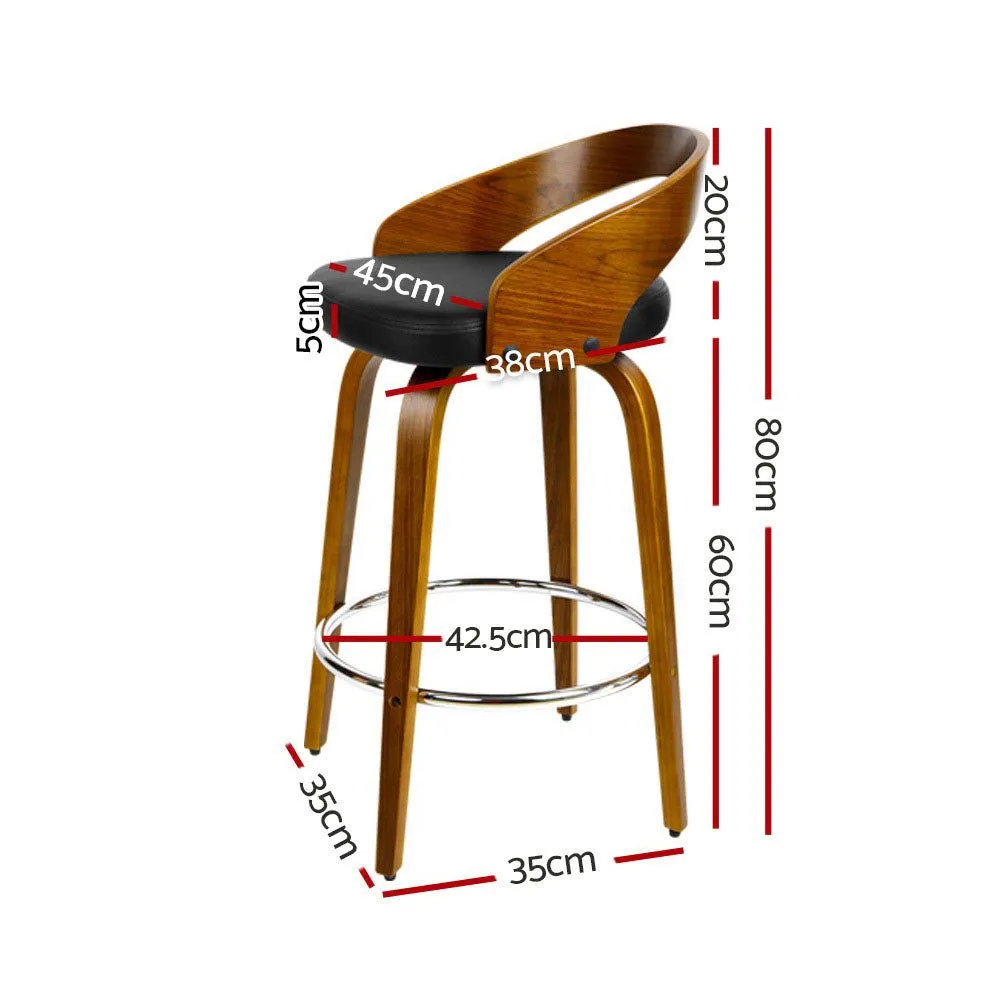 Four Bar Stools Swivel Seat Curving Backrest