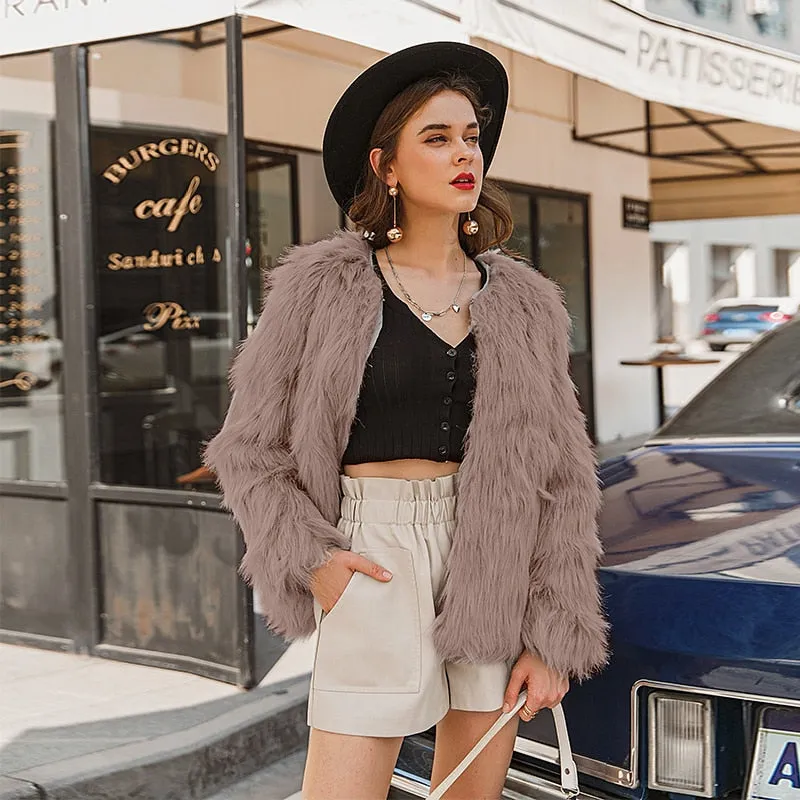 Furry Faux Fur Coat