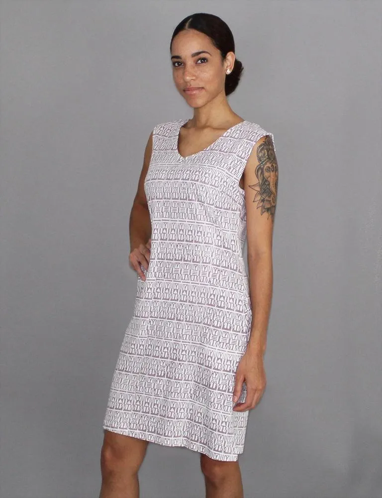 Geo Mauve Organic Jersey Shift Dress