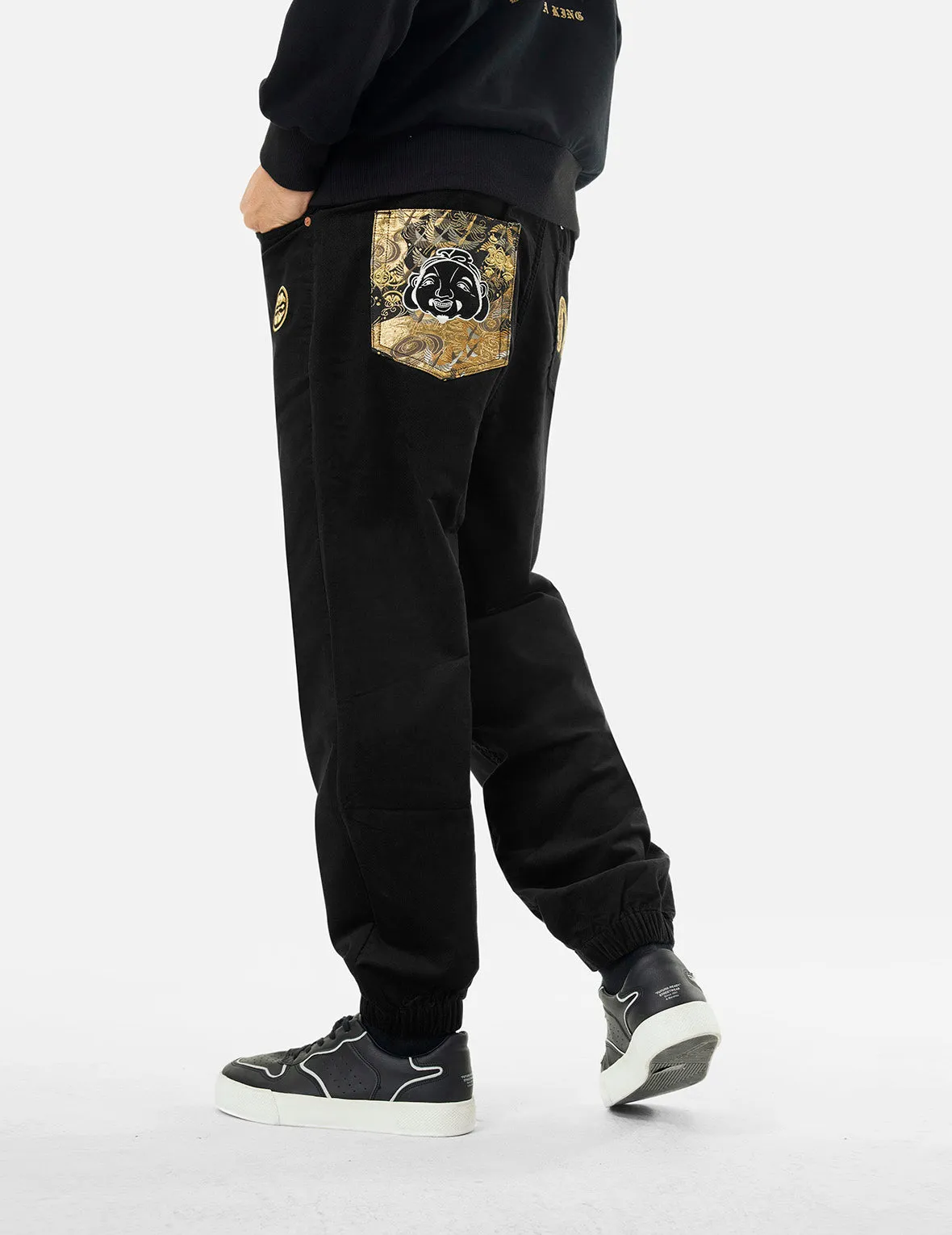 Godhead and Seagull Brocade Appliqué Straight Fit Woven Joggers