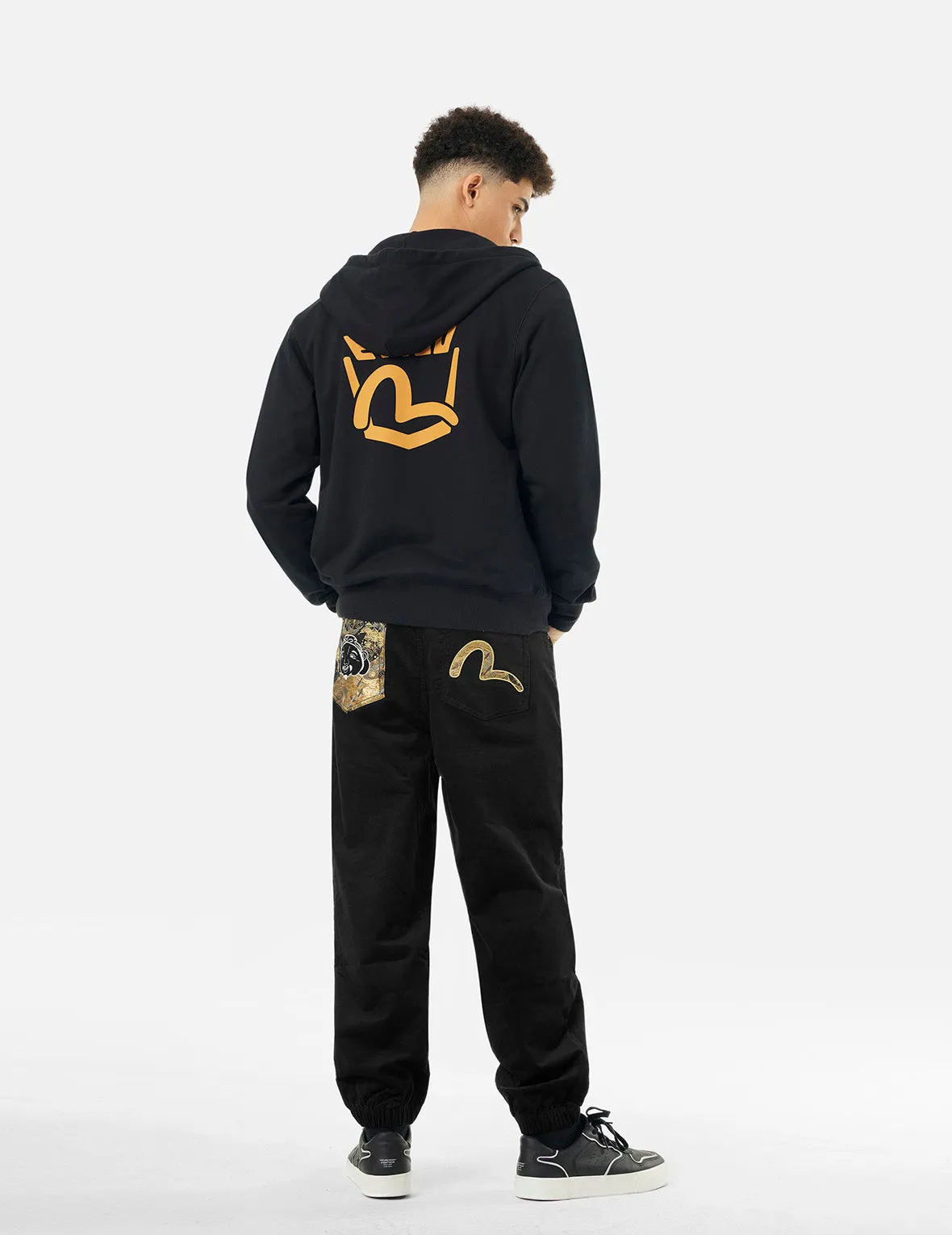 Godhead and Seagull Brocade Appliqué Straight Fit Woven Joggers