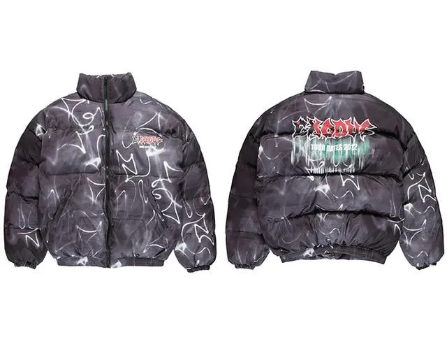 Graffiti Tie Dye Puffer Jacket