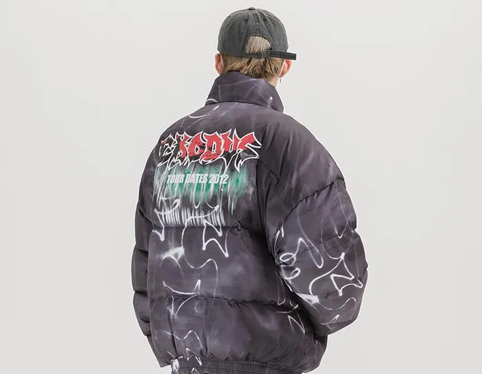 Graffiti Tie Dye Puffer Jacket