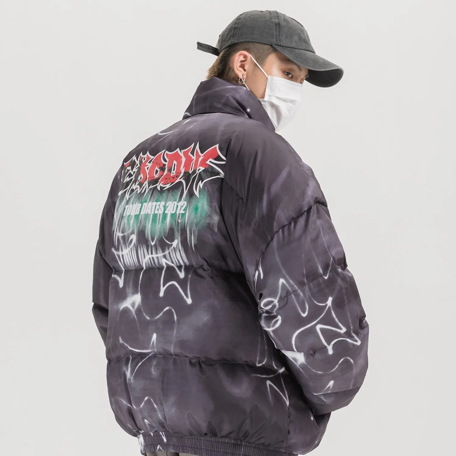 Graffiti Tie Dye Puffer Jacket