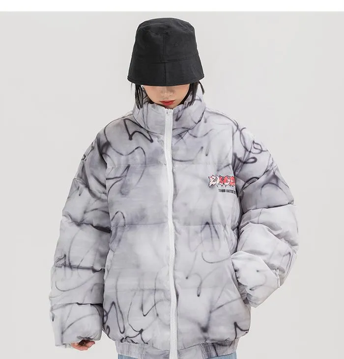 Graffiti Tie Dye Puffer Jacket