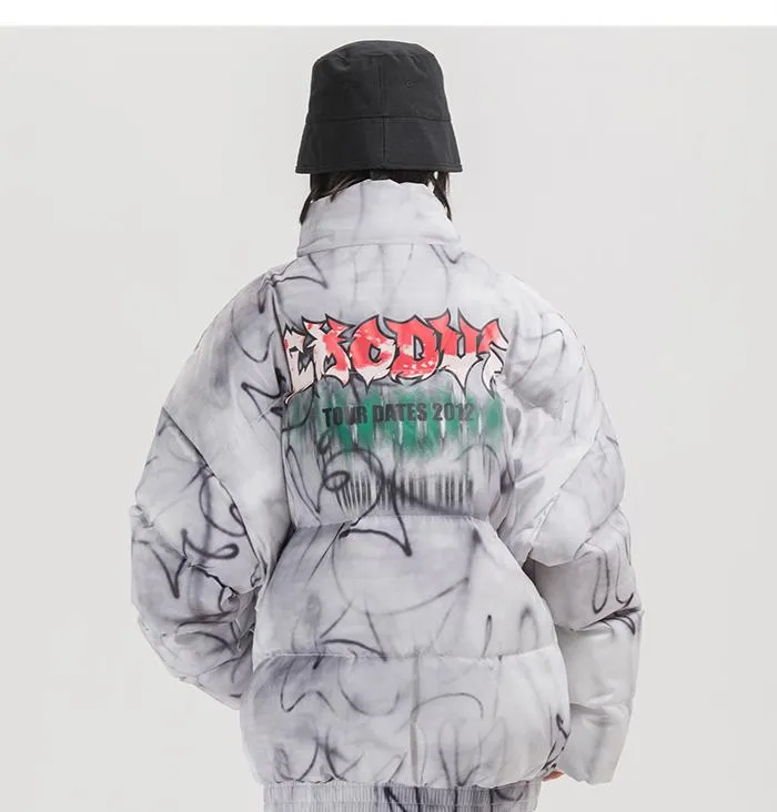 Graffiti Tie Dye Puffer Jacket