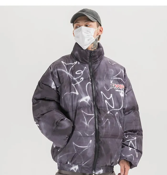 Graffiti Tie Dye Puffer Jacket