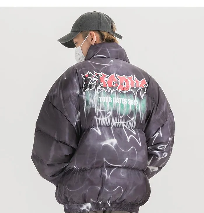 Graffiti Tie Dye Puffer Jacket