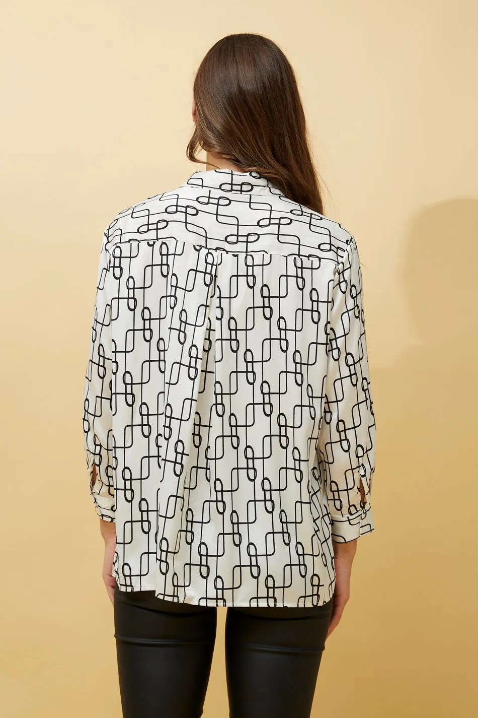 HADIL ABSTRACT PRINT SATIN SHIRT