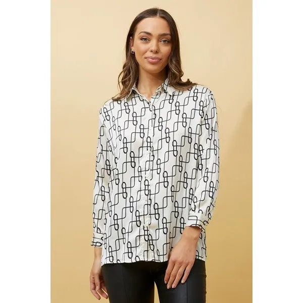 HADIL ABSTRACT PRINT SATIN SHIRT