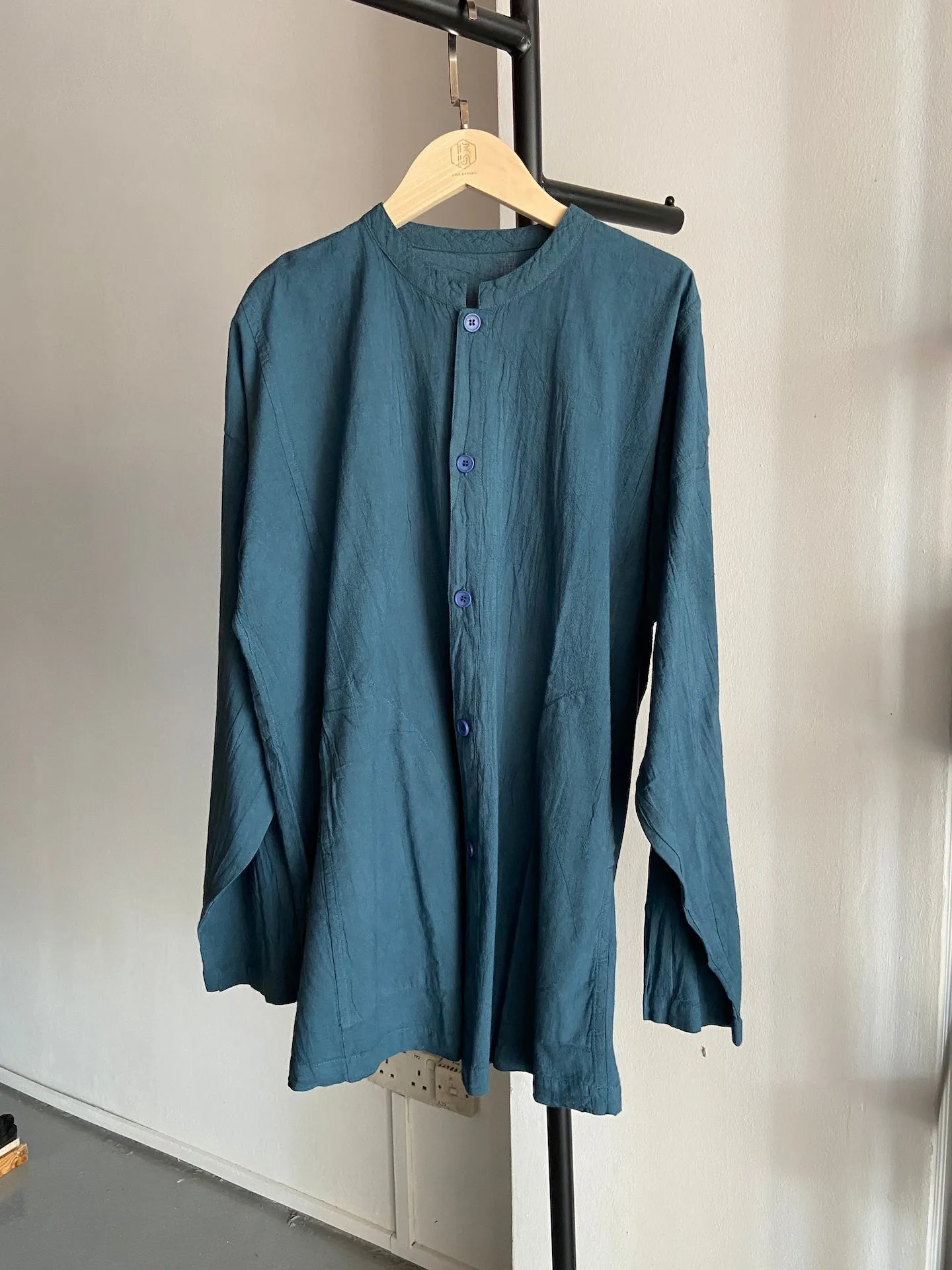 Hand-dyed Button Shirt - Long Sleeve (Dark Grey)