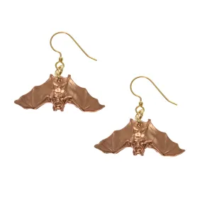 Hanging Bat Copper Dangle Earrings