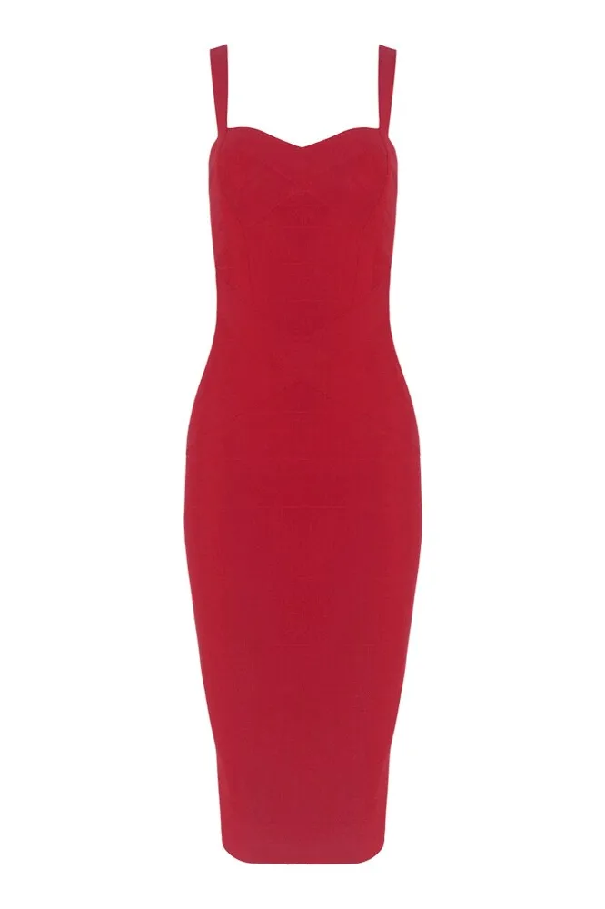 Heidi Bandage Midi Dress - Red Wine