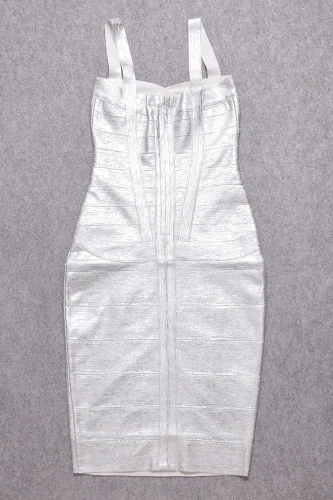 Heidi Bandage Midi Dress - Silver