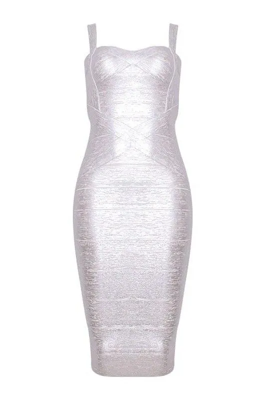 Heidi Bandage Midi Dress - Silver