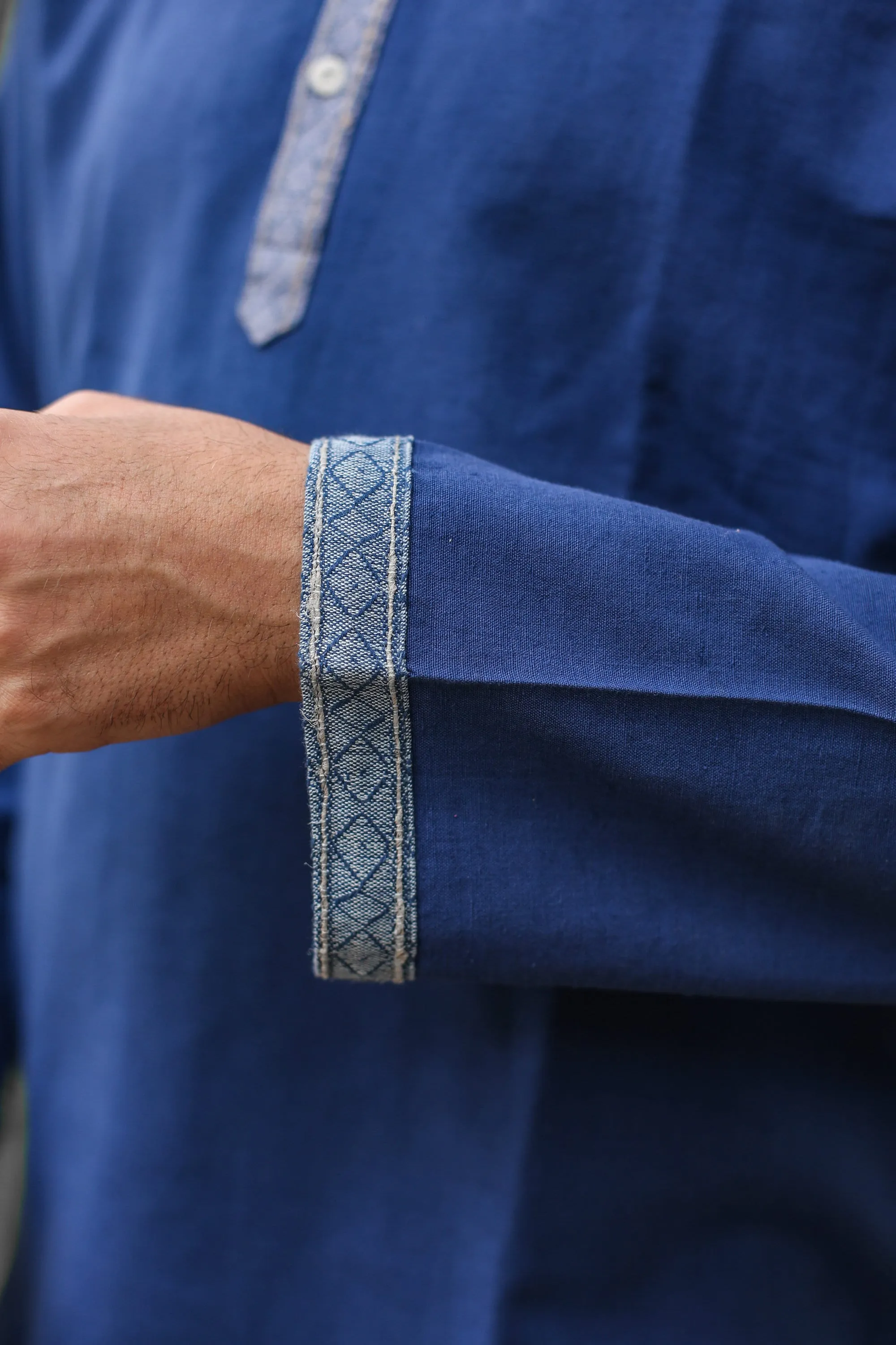 Hemp & Organic Cotton Kurtha - Blue Long sleeve shirt