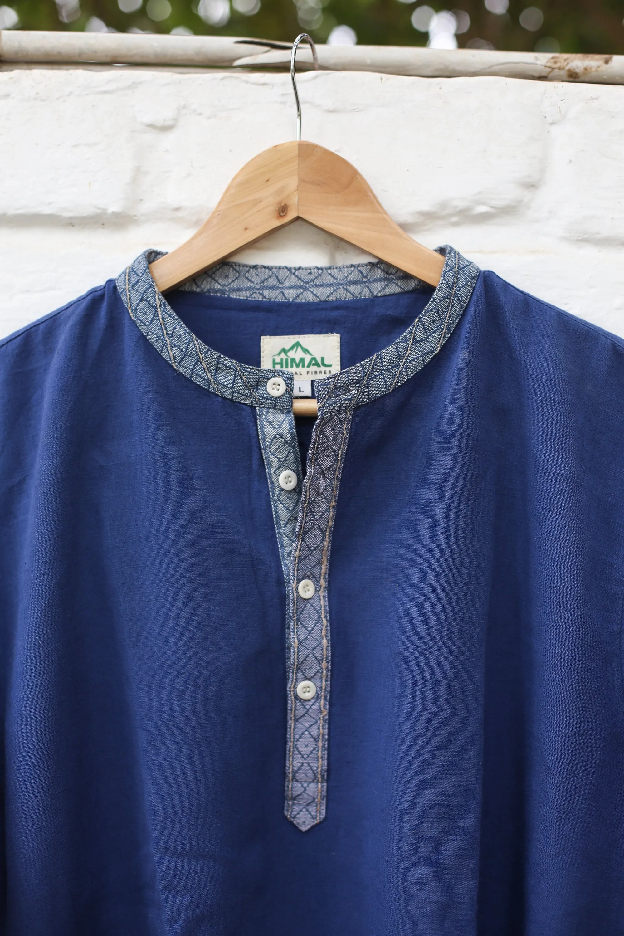 Hemp & Organic Cotton Kurtha - Blue Long sleeve shirt