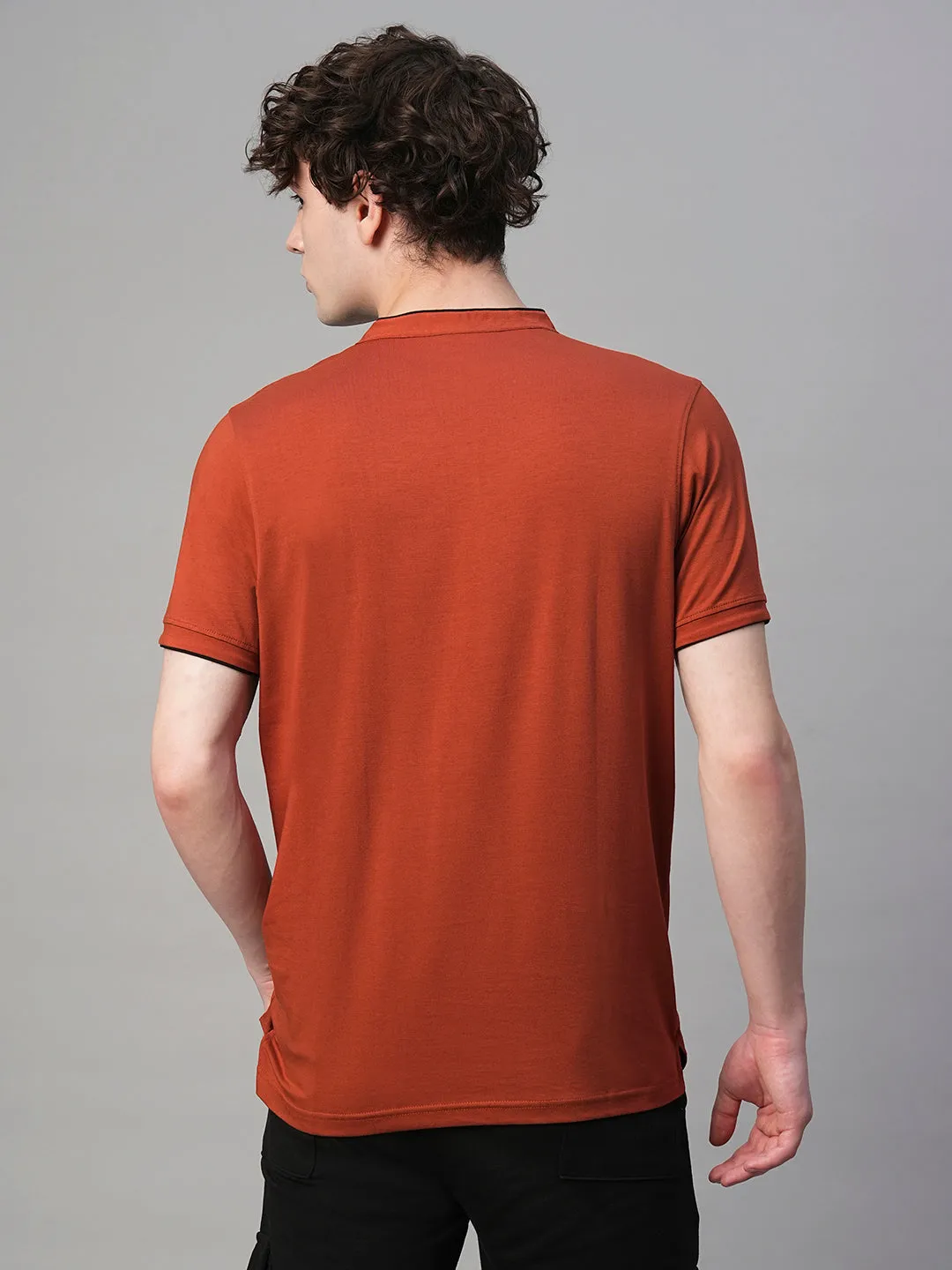 Henley Men Half Sleeve T-Shirt - Rustic Orange