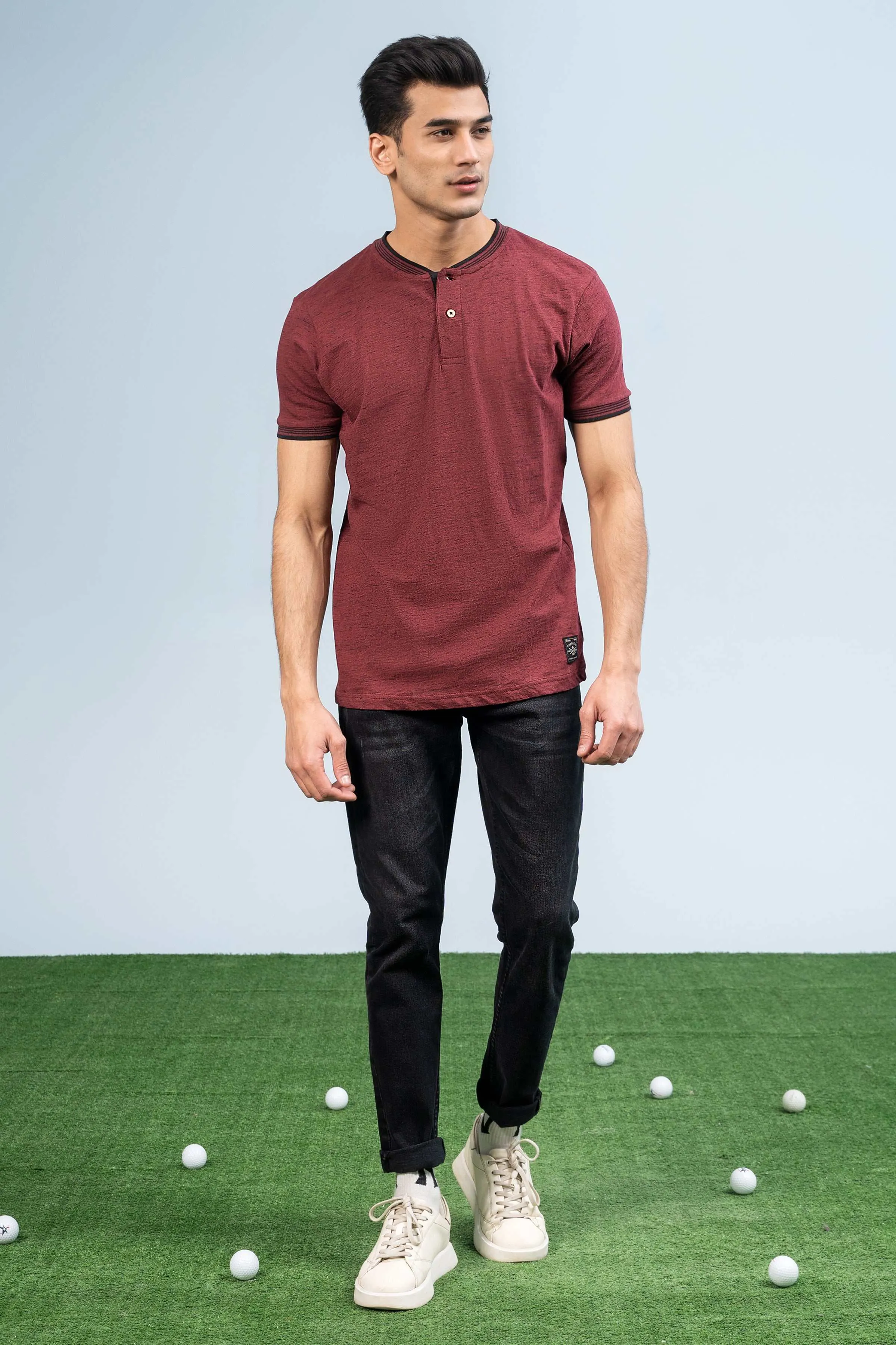 HENLEY SHIRT MAROON