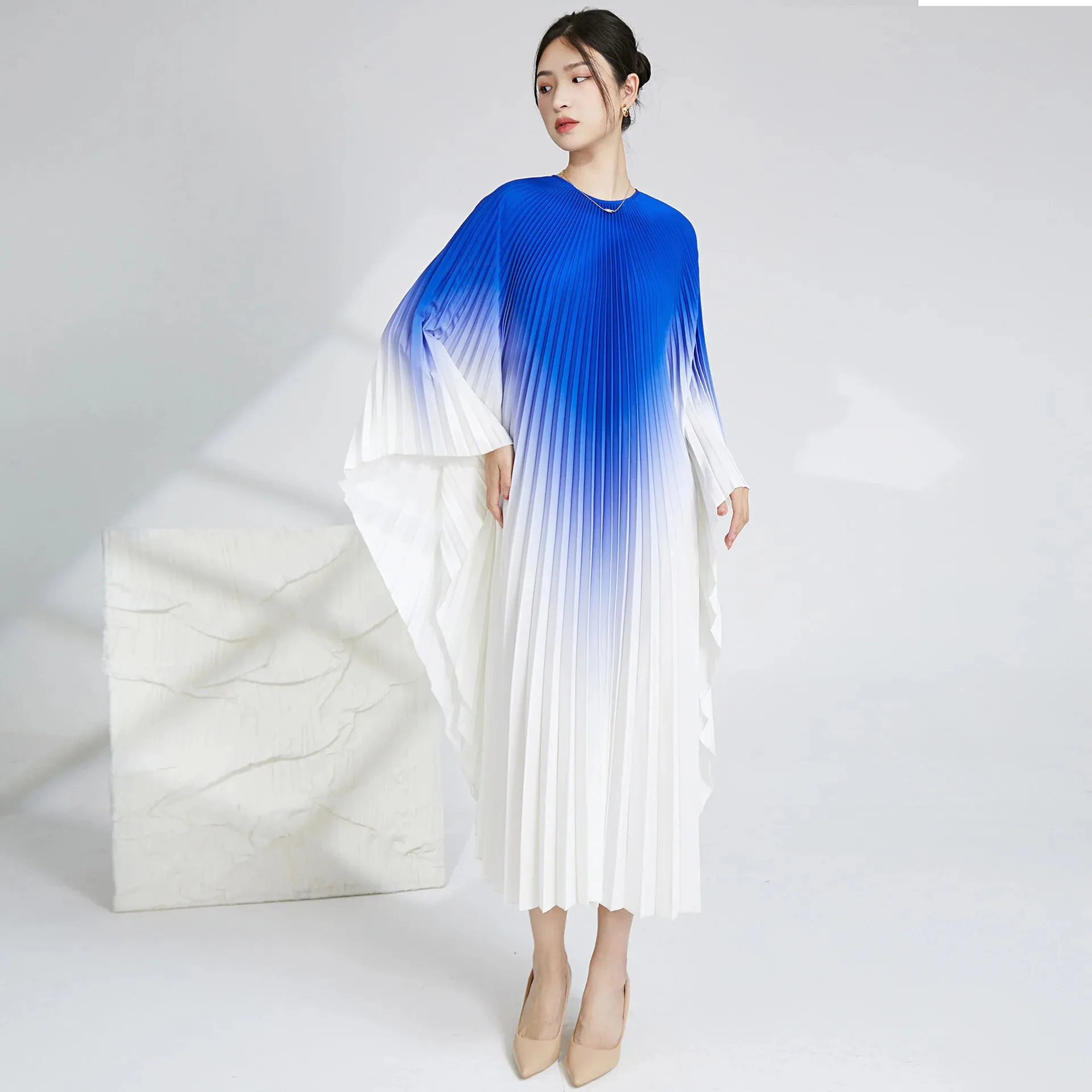 HEYFANCYSTYLE Ethereal Batwing Pleated Dress