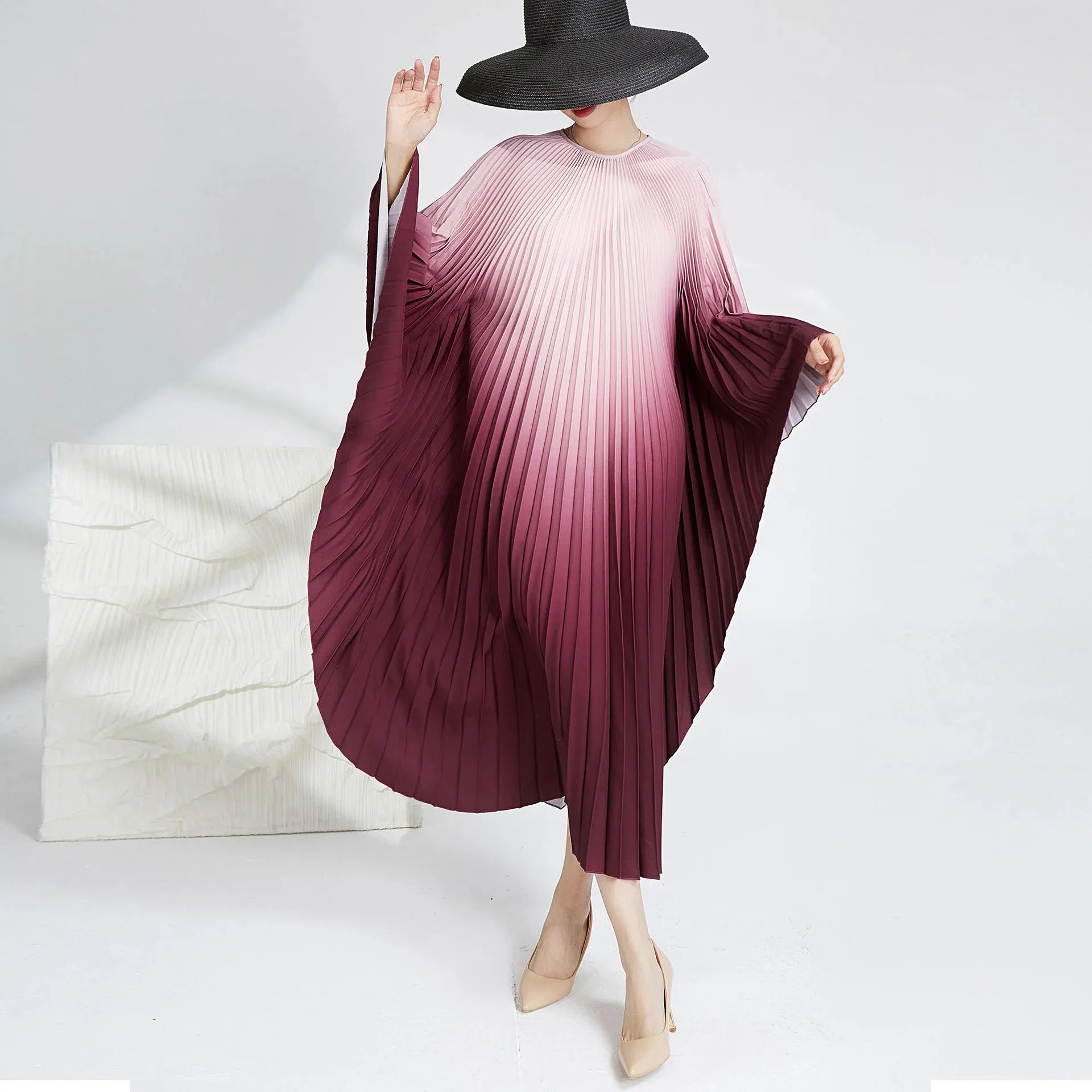 HEYFANCYSTYLE Ethereal Batwing Pleated Dress