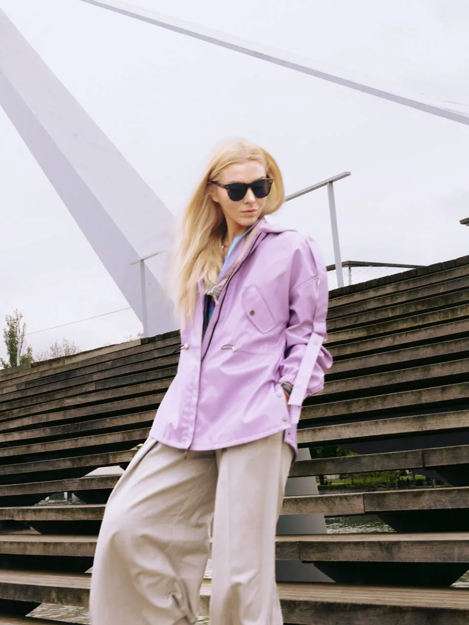 Hooded Lacquer Jacket Lavender