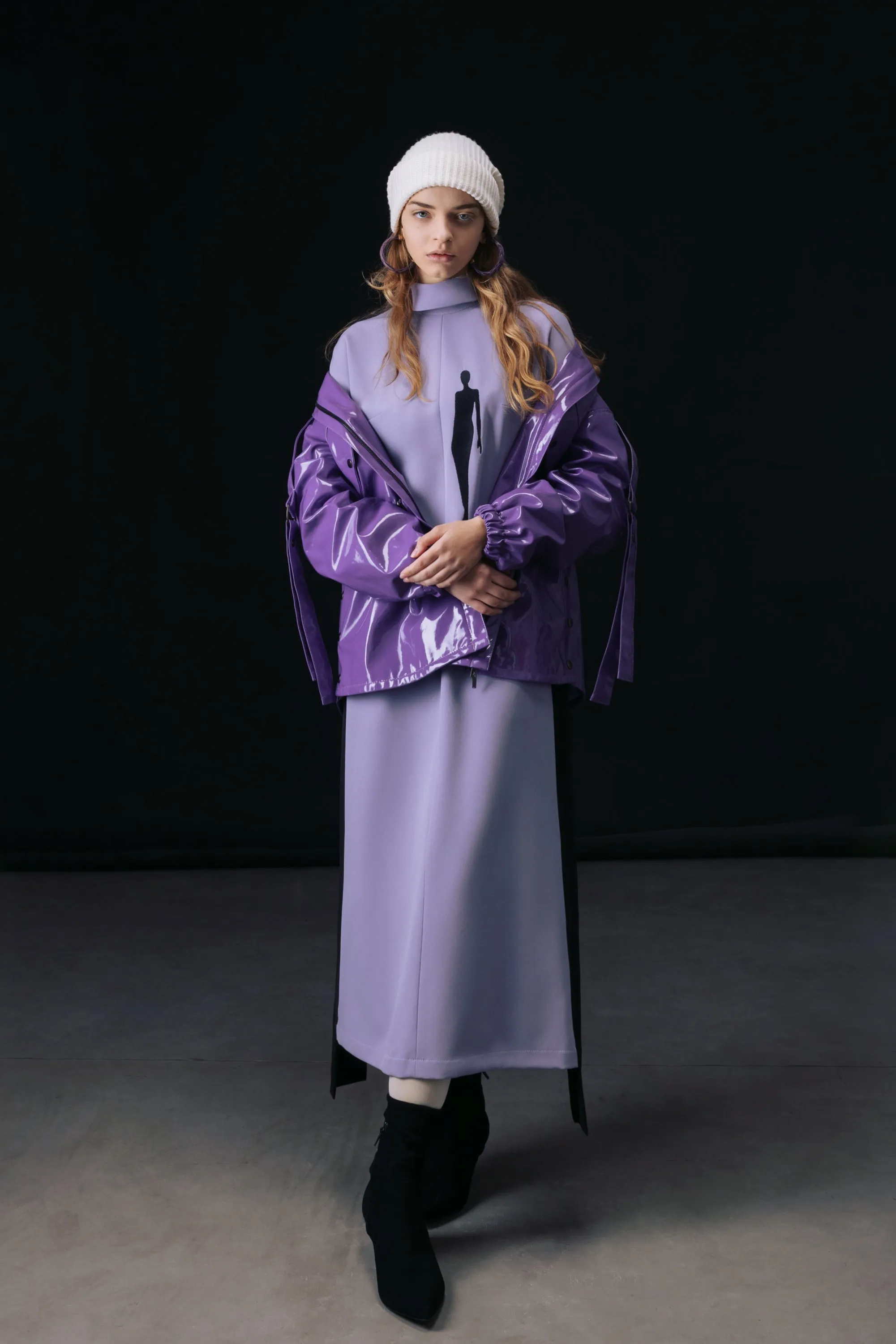 Hooded Lacquer Jacket Violet