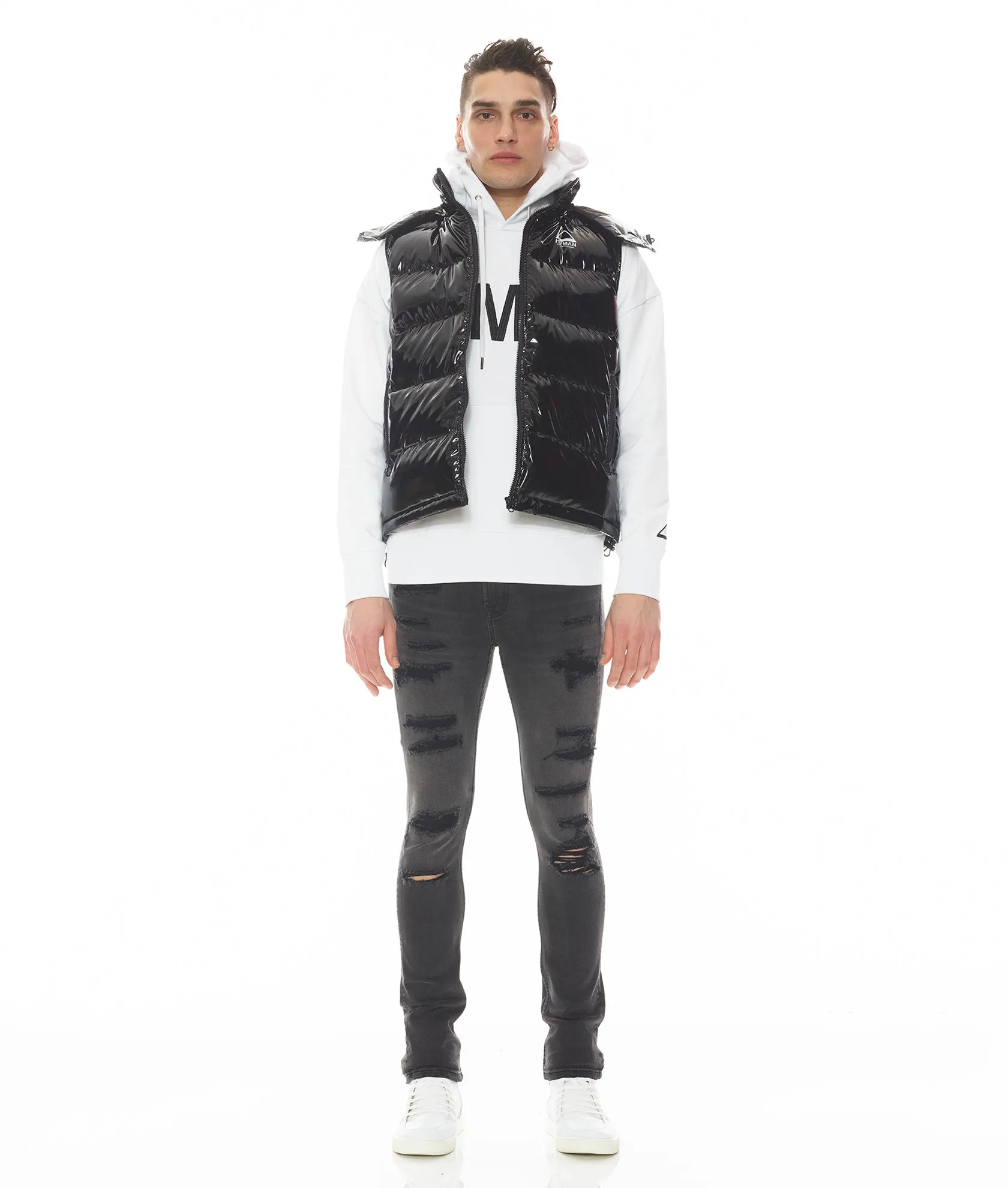 HVMAN PUFFER VEST IN BLACK