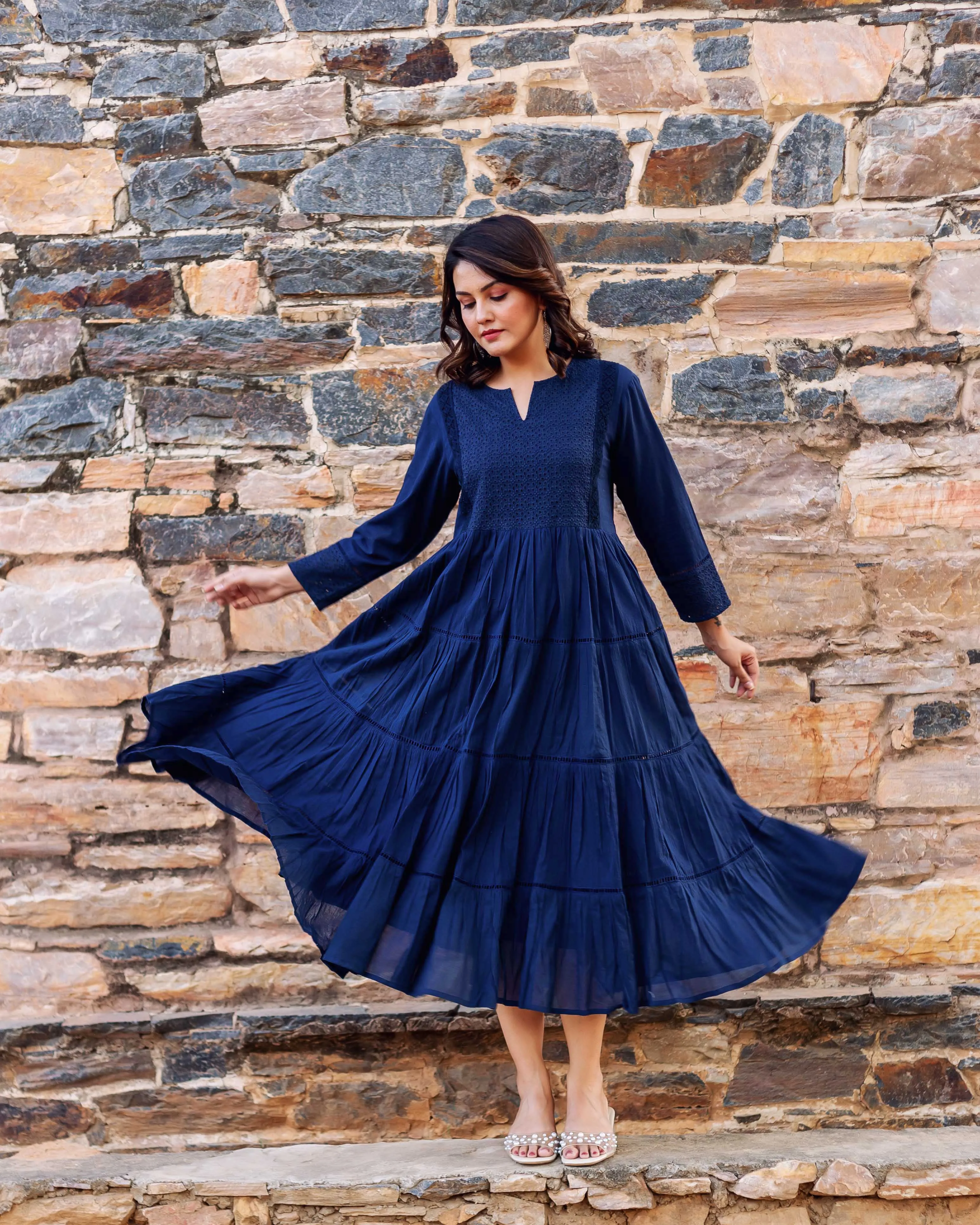 Isabella Indigo Tiered Dress