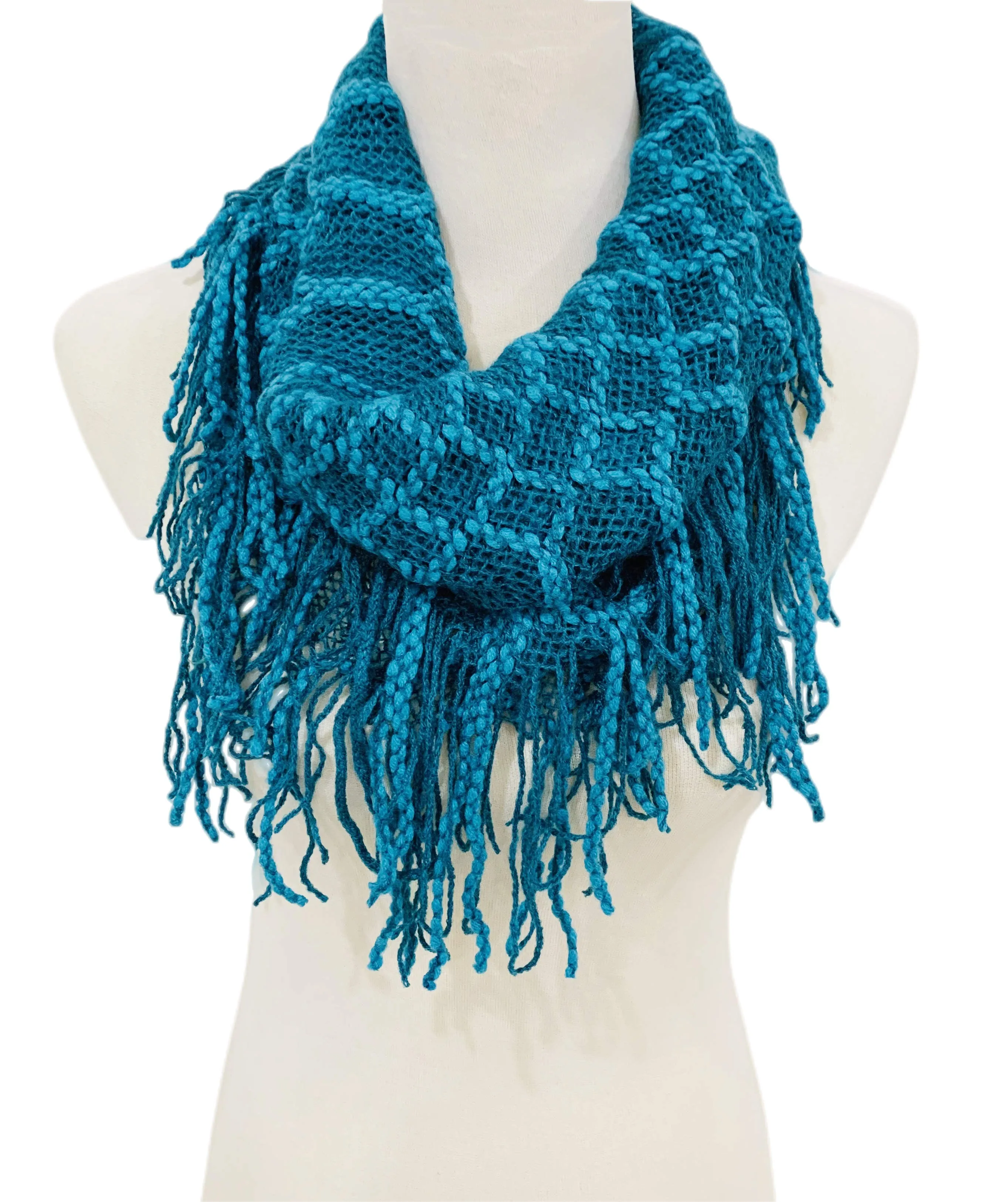 JC011811 Fringe-Trim Infinity Scarf