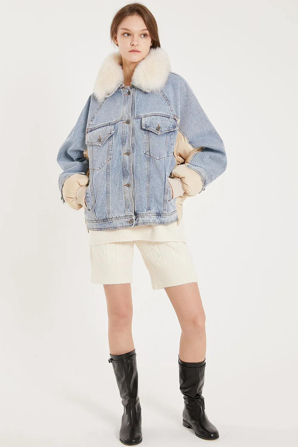 Karlie Puffer Denim Combo Jacket