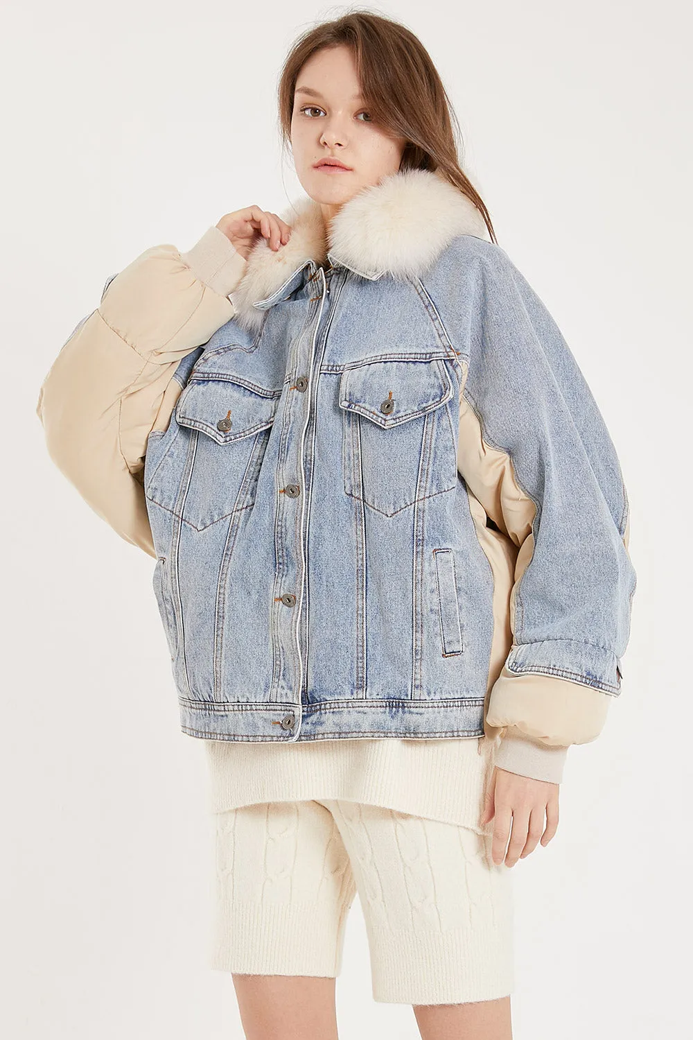 Karlie Puffer Denim Combo Jacket