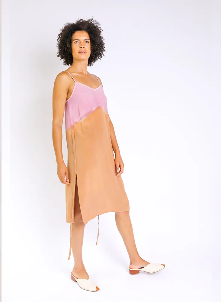 Kothi Slip Dress, blush dip dye imperfect sample, size 2XL