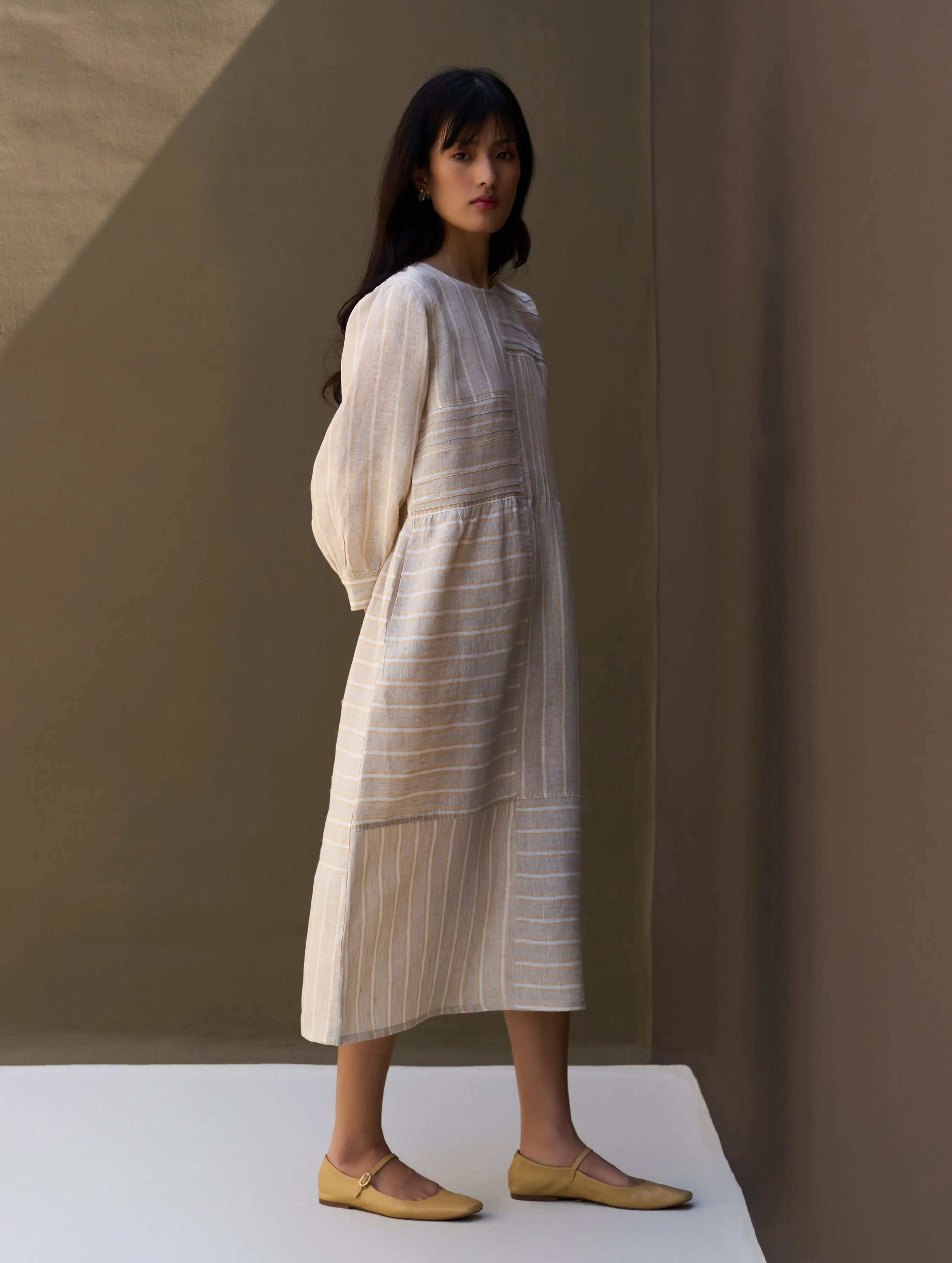 Kwan Striped Linen Dress - Natural