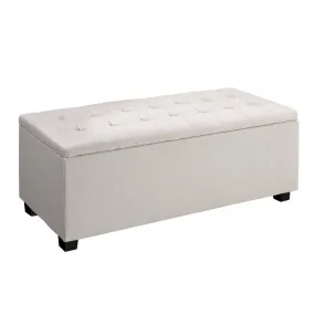 Large Fabric Storage Ottoman - Beige