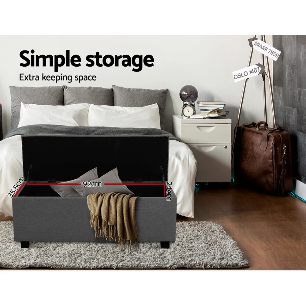 Large Fabric Storage Ottoman - Grey