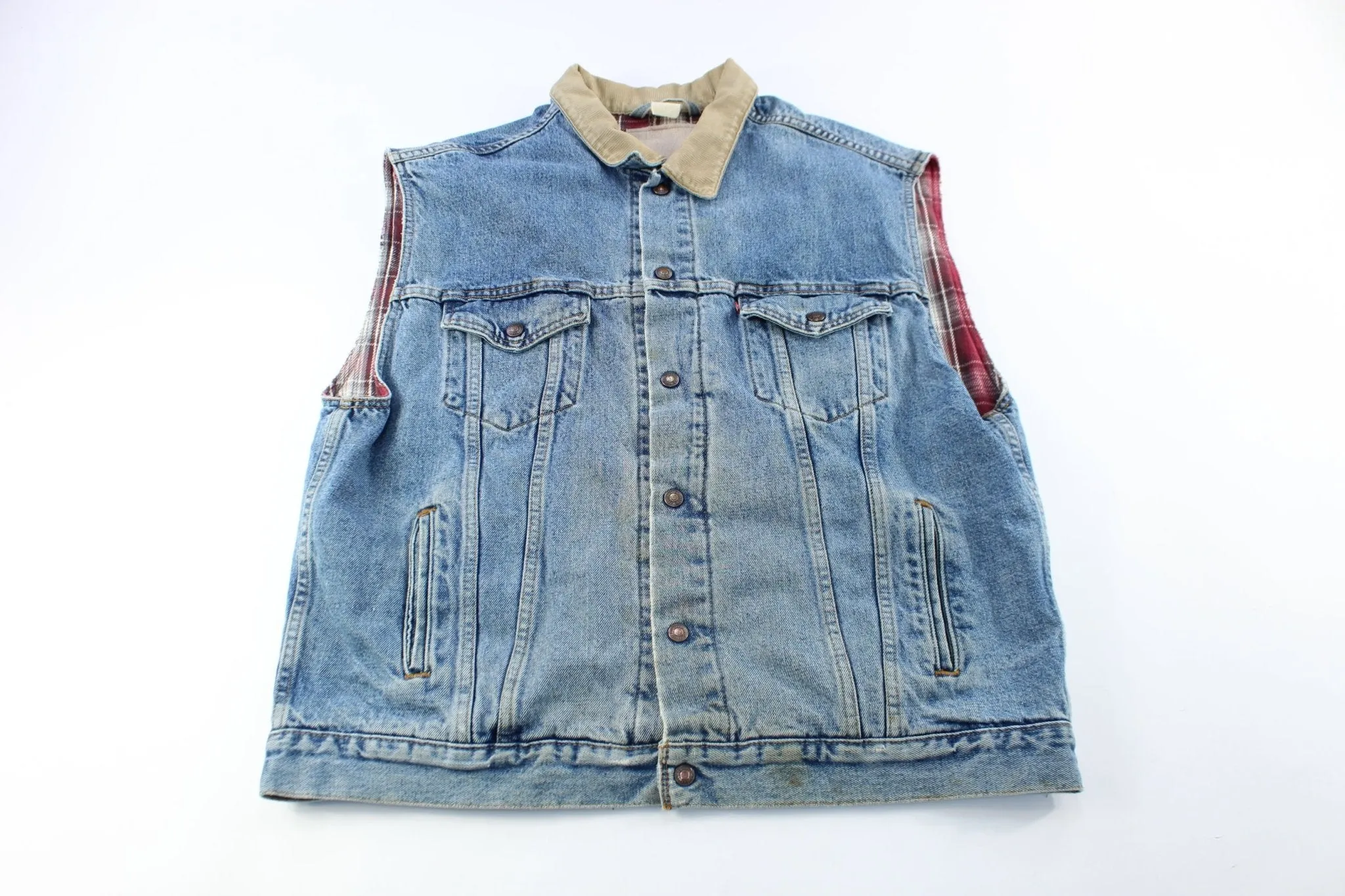 Levi's Plaid Lined Reversible Denim Vest