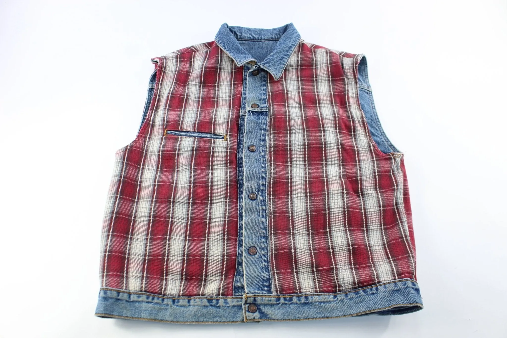 Levi's Plaid Lined Reversible Denim Vest