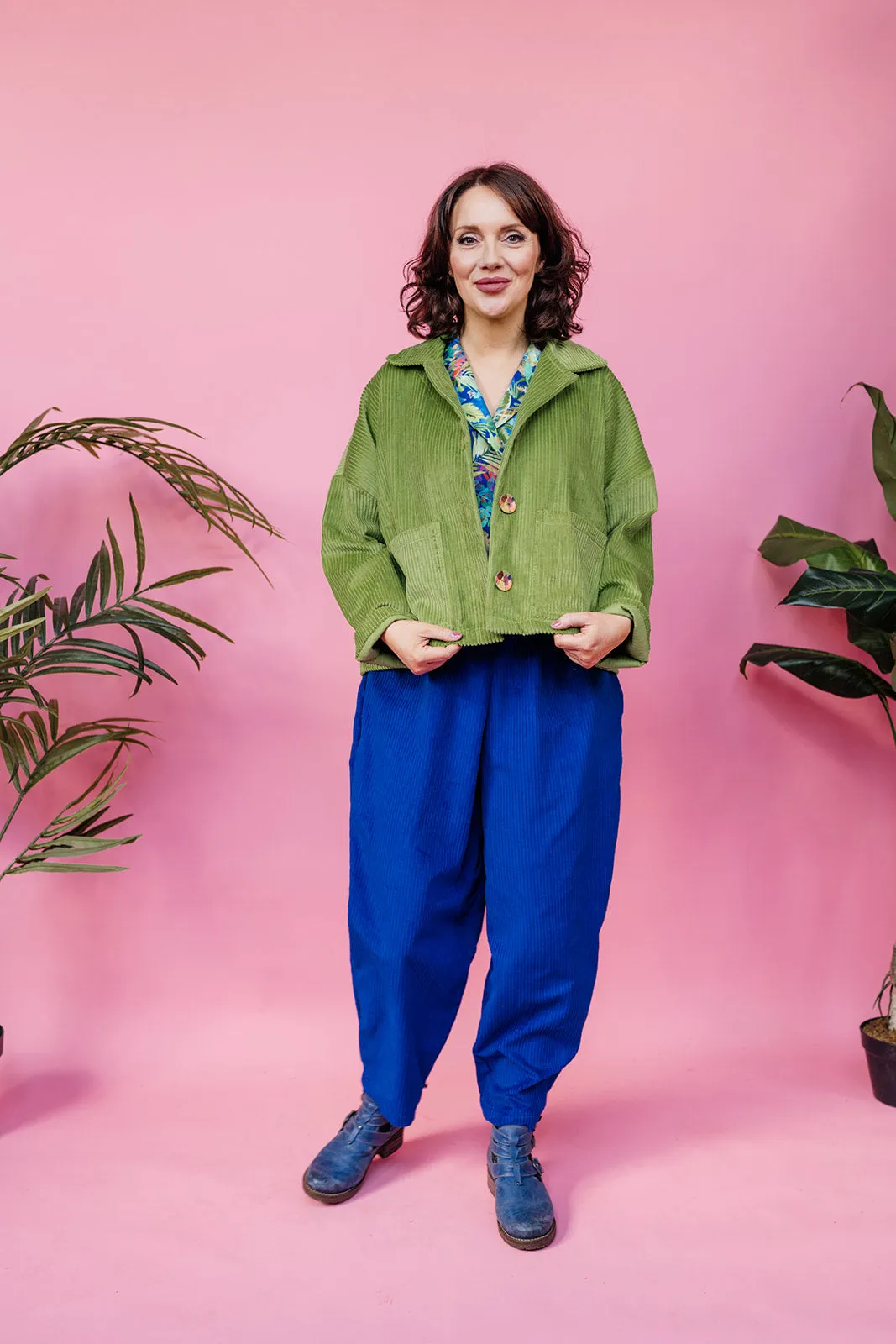 Linen Bowling Shirt in Green Hawaiian