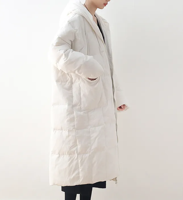 Long Casual Loose Puffer Coat,Hooded Winter Women Down Jacket 5561