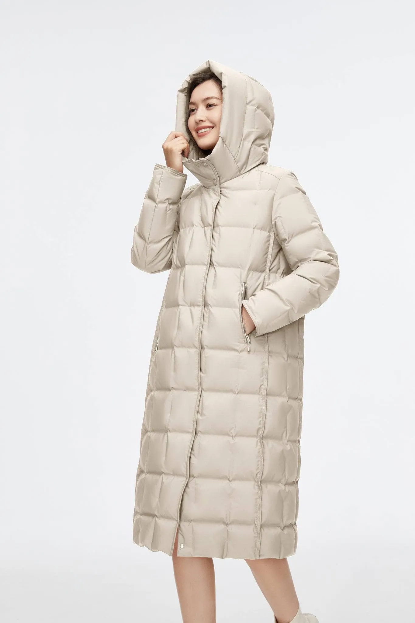 Long Wrap Goose Down Coat