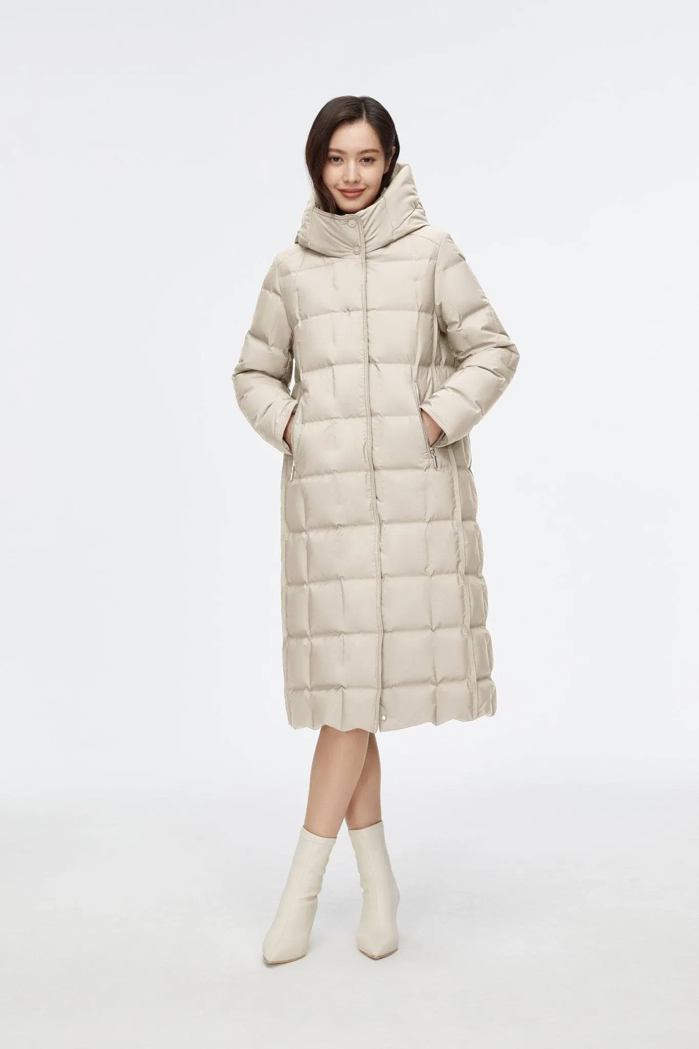 Long Wrap Goose Down Coat