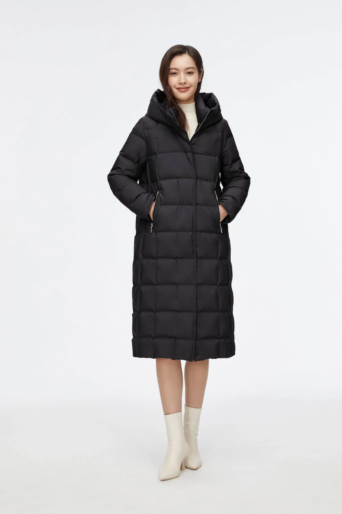 Long Wrap Goose Down Coat