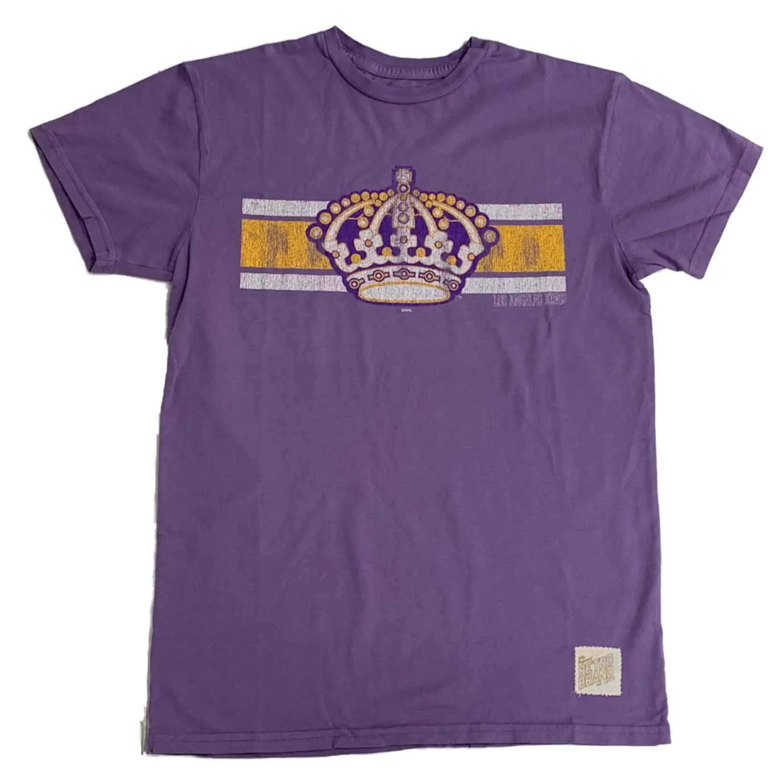 Los Angeles Kings Retro Brand Lavender Kings Crown Vintage Soft Cotton T-Shirt