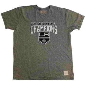 Los Angeles LA Kings Retro Brand 2014 Stanley Cup Champions Gray T-Shirt