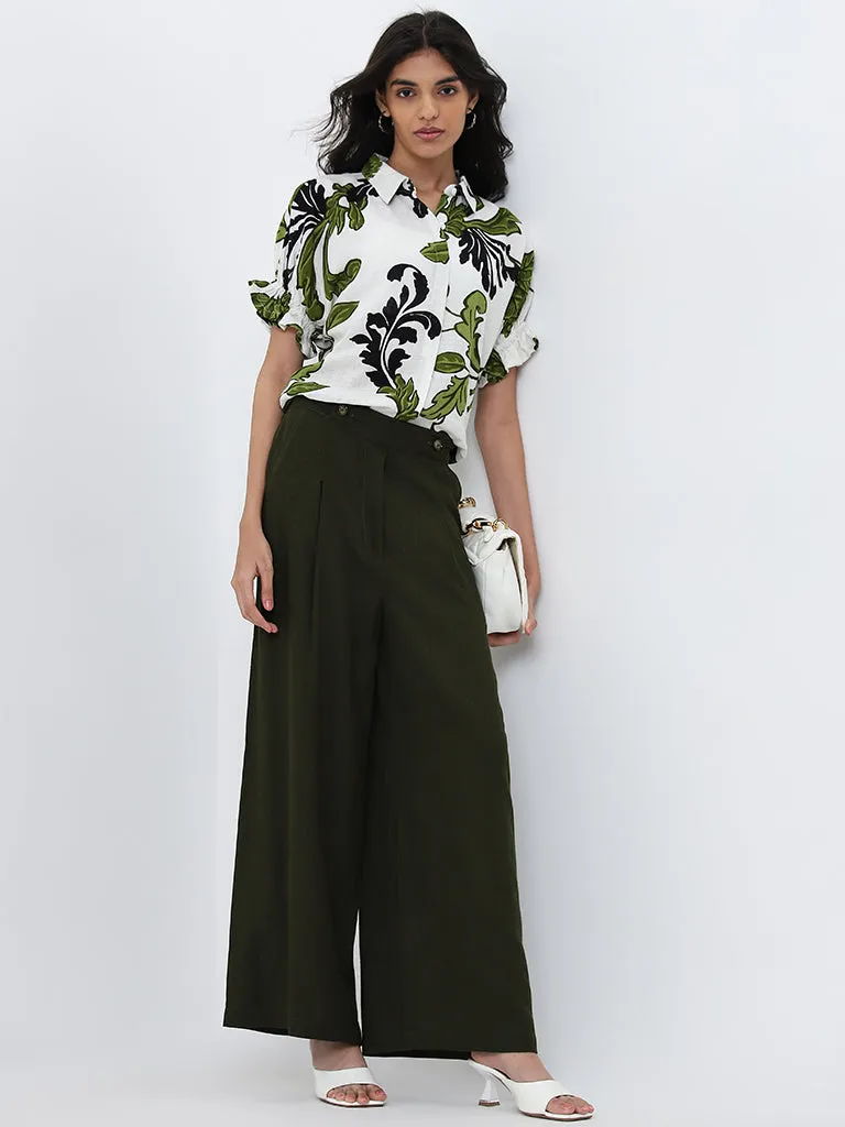 LOV Olive Green High-Rise Palazzos