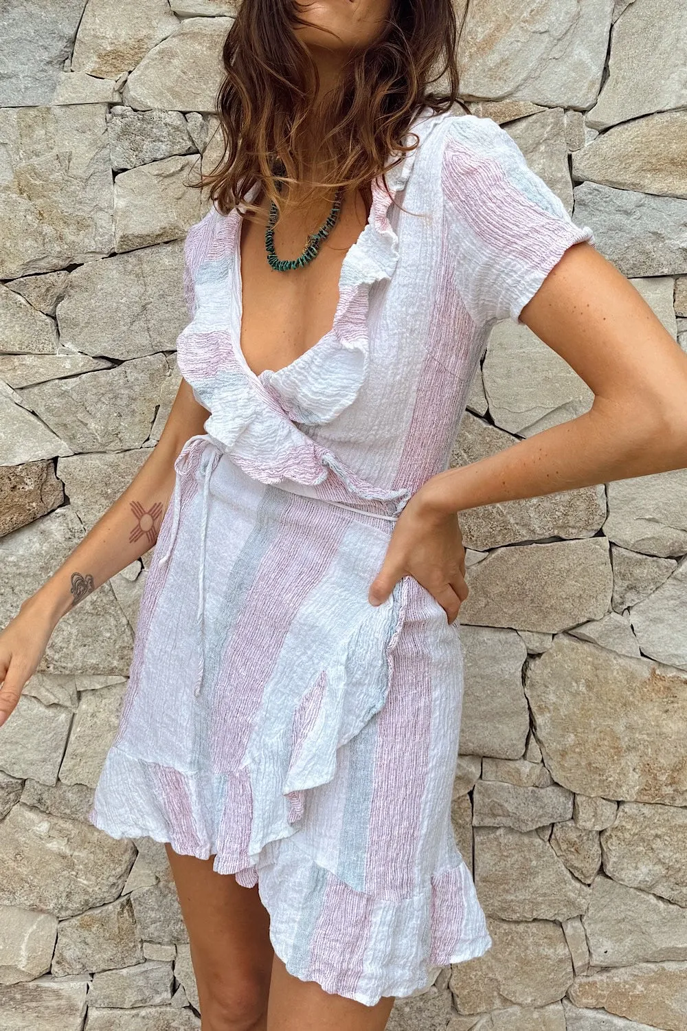 Love My Way Cotton Gauze Wrap Dress