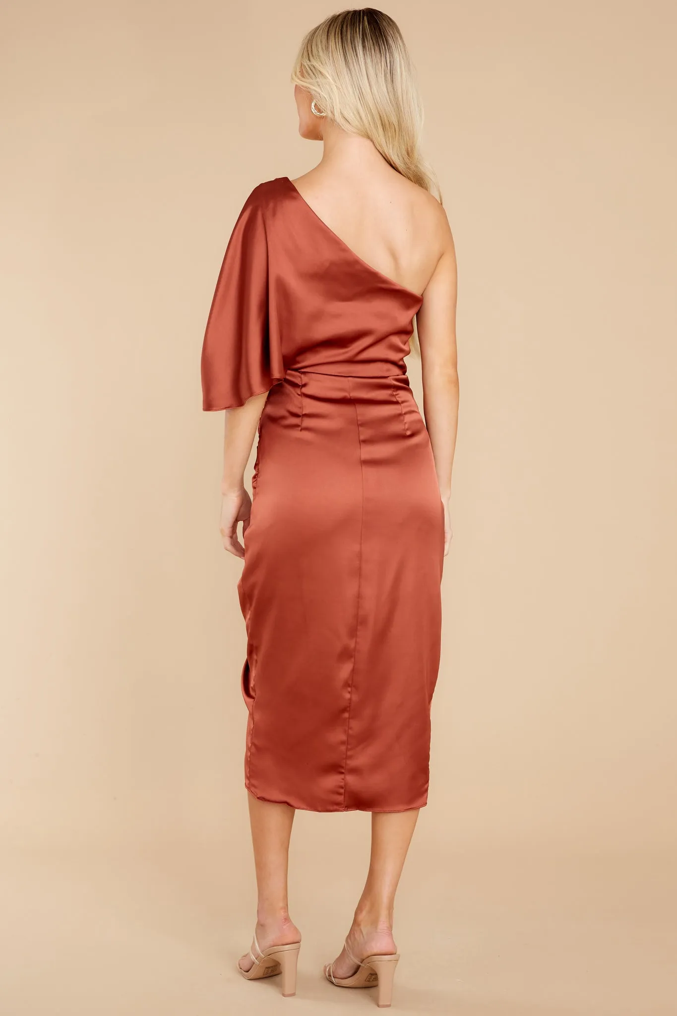 Make A Toast Cognac One Shoulder Dress