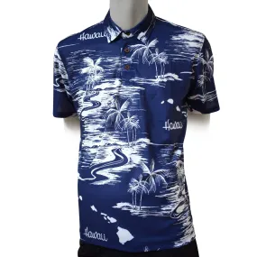 Map 4 Printed Polo Shirt - Hawaiian All Over Pattern Premium Lightweight Fast-Drying Casual Men Unisex shirt