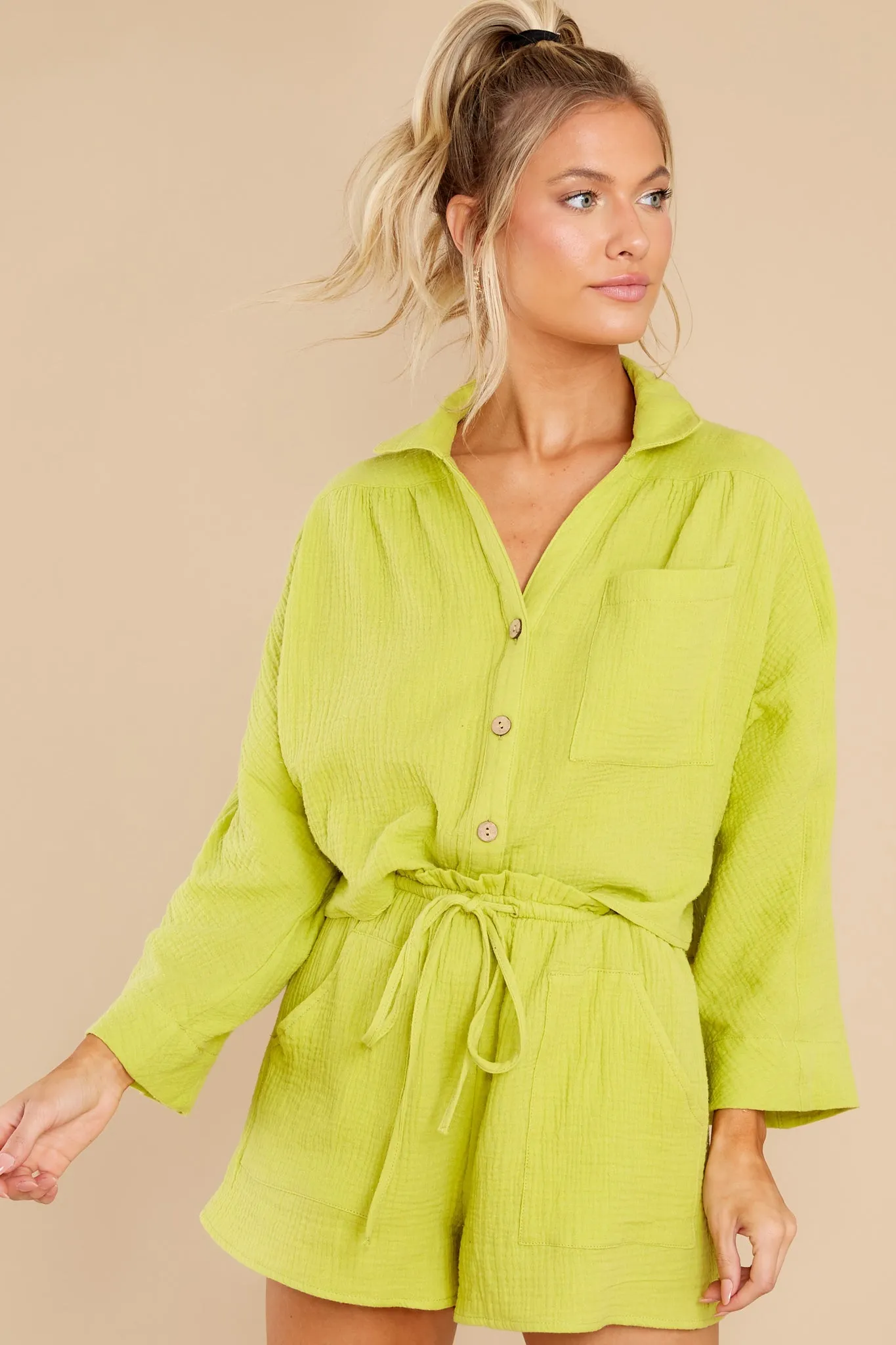 Meet At Sunset Lime Green Two Piece Set